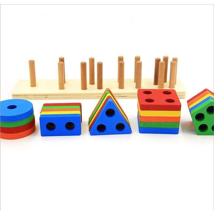 Jeux Montessori en bois colorée pour apprendre les formes géométriques pour  petites filles • Petites Pirates