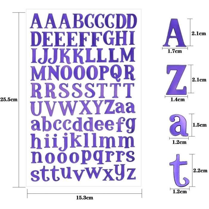 14 Feuilles Lettre Alphabet Autocollante Paillettes Stickers Lettres et  Chiffres Rétro Lettres Adhésives Stickers Couleurs pour Scra