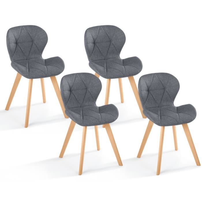 IDMARKET Lot de 4 chaises ROBINE en tissu gris foncé pour salle à manger -  Cdiscount Maison
