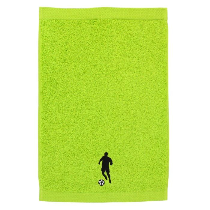Serviette Invitée 33x50 Cm 100% Coton 550 G/m² - Motif Football Vert Pistache, Broderie, Fabriqué Au Portugal - 3