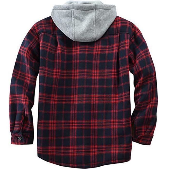 Chemise En Polaire à Carreaux Pour Homme - Manches Longues, Doublure épaisse, Style Décontracté Hiver - 8