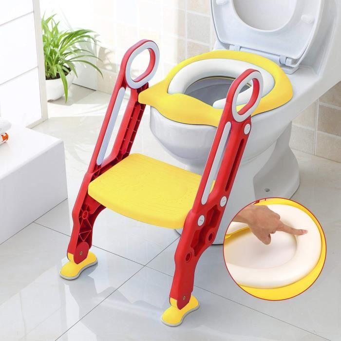 Reducteur de Toilette avec échelle Marches Siège de Toilette anti-dérapant  robuste pliable et réglable Bébés enfants Réducteur de WC