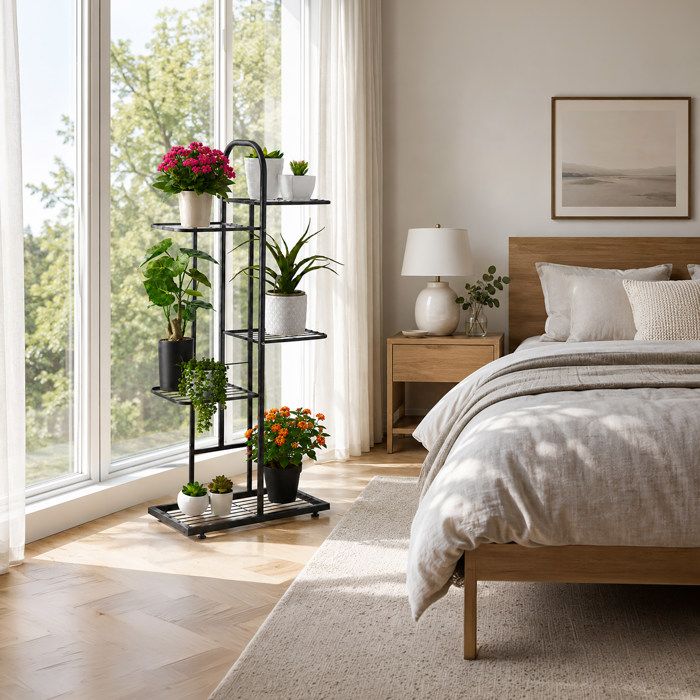 Relaxdays Étagère à Plantes 5 Niveaux - Support Fleurs Et Herbes, Métal Vert HxLxP 139x91x28,5 Cm - Idéal Intérieur