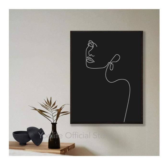 Impression libellules dorées sur toile noire, cadre en bois noir 47x62
