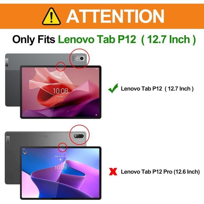 Heioloo Coque pour Lenovo Tab P12 Housse Protection Etui PU Cuir de Flip  Case Cover + [1 Pièces] Verre Trempé Protection écran [Veille/Réveil