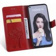 Etui Huawei P20 Lite 2019 Housse Etui Cuir Pochette Portefeuille avec Fente Carte Magnétique Stand Flip Cover SiliconeRouge-3