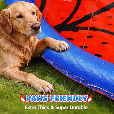 Tapis Jet D’Eau Épaissi 170 Cm – Toile D’Araignée Anti-Dérapant – Splash Pad Pour Enfants Et Chiens – Jeu D’Eau Extérieur Pour Jardin, Plage Ou Piscine