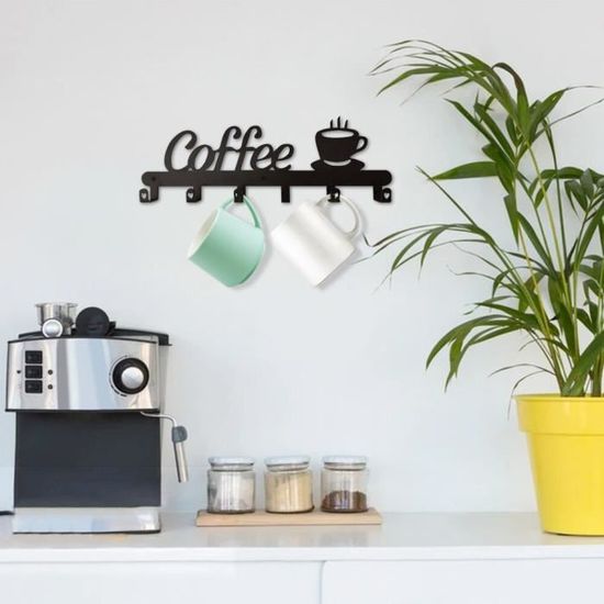 Lot De 3 Porte-Tasses Mural En Fer Doré - 4 Crochets Par Support - Pour Cuisine, Bar Ou Salle à Manger