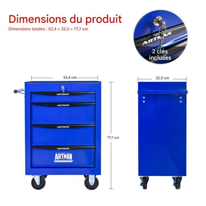 AREBOS Servantes d'atelier 4 Compartiments