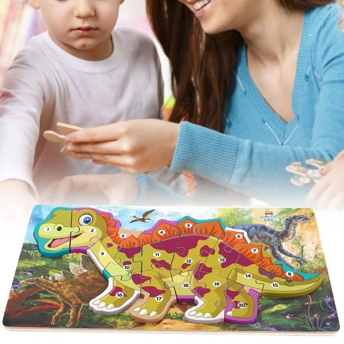 Kit Créatif Enfant Dinosaures En Bois à Peindre - 12 Puzzles à Assembler, Stickers Inclus - Activité Manuelle Dès 4 Ans