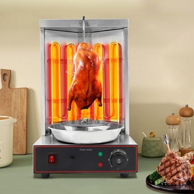Machine à Kebab Électrique Rotative – Grill Shawarma 2 Tubes Chauffants – 3 KW – 50-300°C – Inox
