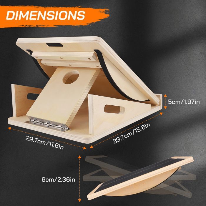 Planche Inclinée En Bois Pour étirements - Squats, Mollets, Pilates - Portable - Dimensions 40x30x3,5 Cm