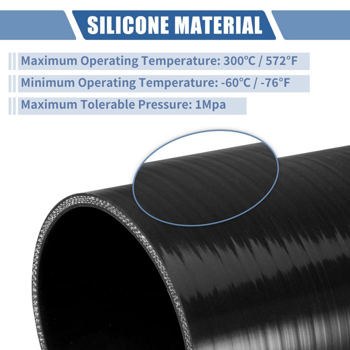 A ABSOPRO 1 Set 35mm/1.38" ID 90mm/3.54" Length 90 Degrees Black Car Silicone Hose With Clamps Coolant Hose Universal