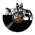 Horloge murale en vinyle avec animaux décoration nordique moderne et Simple bouledogue français noir objet decoratif ZSP-20570-0
