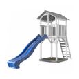 Tour de jeu Beach Tower AXI avec toboggan bleu et bac à sable - Gris/Blanc-0