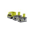 Pack 2 batteries RYOBI 18V One+ 5.0Ah LithiumPlus - 1 chargeur rapide 2.0Ah RC18120-250-0