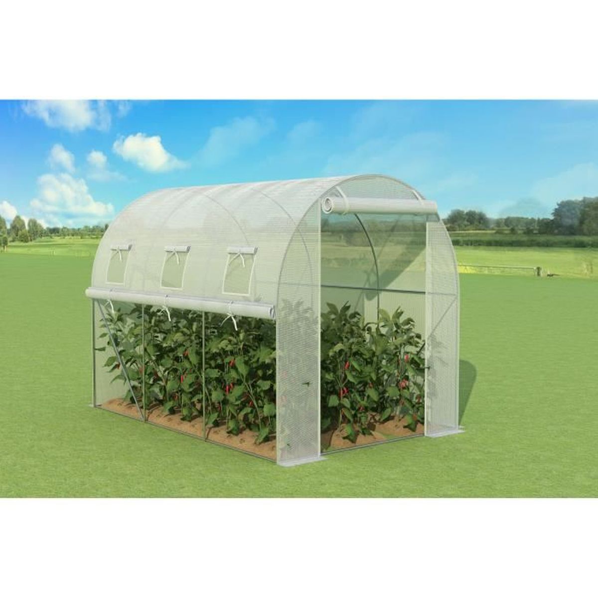Outsunny Serre de jardin tunnel 16 m² 5,7L x 2,92l x 1,97H m métal Outsunny Serre de jardin tunnel 16 m² 5,7L x 2,92l x 1,97H m métal