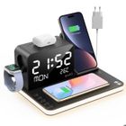 SEAFREE Chargeur Induction 7 en 1,Station de Charge,Horloge,Veilleuse,Chargeur Sans fil Pour iPhone Airpods Apple Watch Samsung Android