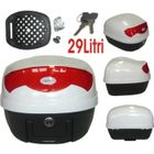 Top Case Moto Universel - NO Givi - 29L - Fermeture Clé - Blanc - Polypropylène