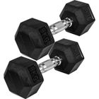 Movit® haltère hexagonal, Dumbbells en fonte avec revêtement caoutchouc, 2x8kg, barre chromée, moletée et antidérapante