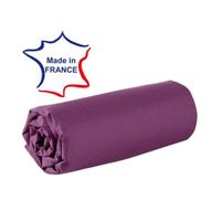 Drap housse - Marque - 160 x 200 cm - 100% coton - 57 fils - Violet - Uni