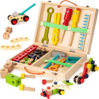 Caisse à Outils Enfant, 34pcs Jouets en Bois, boîte à outils Enfant, Jeux de Construction DIY pour Garçons Filles plus de 3 Ans