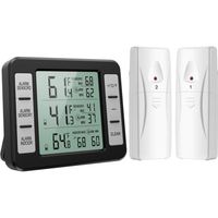 Thermomètre de réfrigérateur congélateur numérique sans fil intérieur / extérieur avec 2 capteurs sans fil, alarme sonore,