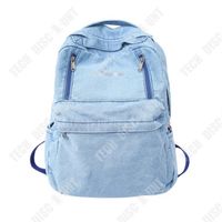 TD® Sac à dos cartable bleu junior lycée campus sac d'école compartiment zipper voyage en plein air ordinateur scolaire