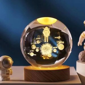 LAMPE A POSER Astronaute - 03 - Lampe de nuit de bureau boule de plasma en verre de cristal sculpté en 3D, LED Shoous Moon