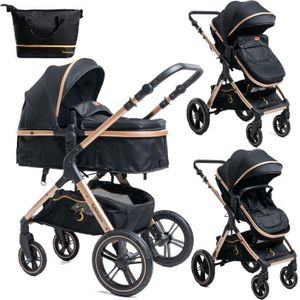 POUSSETTE  Bebelissimo - Poussette transformable - combinée - convertible -2 en 1 - poids 0-22kg -  NYA - noir