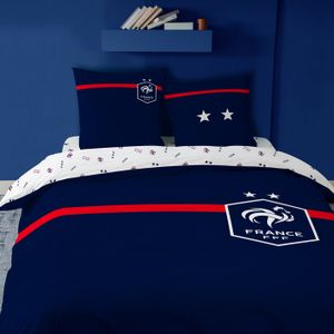 Parure De Lit Double Enfant Football - Housse Couette + Taie - Gris Et Doré