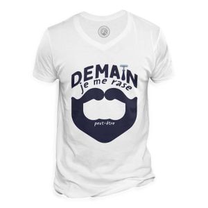 T-SHIRT T-shirt Homme Col V Demain je me rase (peut-être) Humour France
