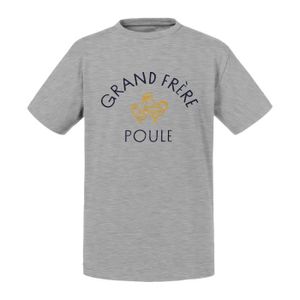 T-SHIRT T-shirt Enfant Gris Grand Frère Poule Famille Mign