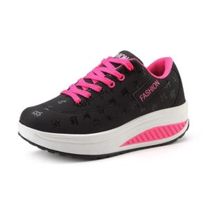 Femmes Plate-Forme Shape ups Fitness Marche Sport Running Lacets Sneaker Chaussures 