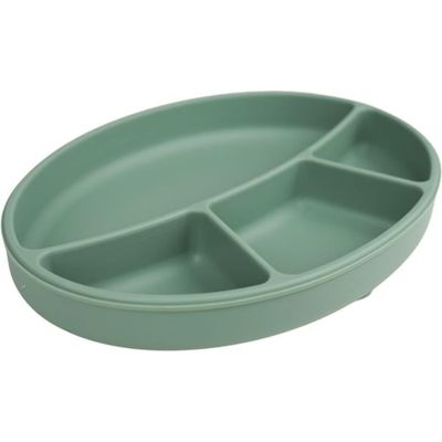BebeCalin Lot De 3 Assiettes Ventouse Bébé - Antidérapantes Silicone Compartiments - Nude Rose Vert