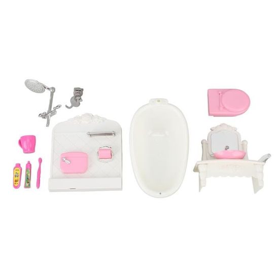1/24 Dollhouse Miniature Bathroom Set, Simulation Ceramic Dollhouse Bathtub Toilet Sink Kit Dollhouse Furniture Accessories (A