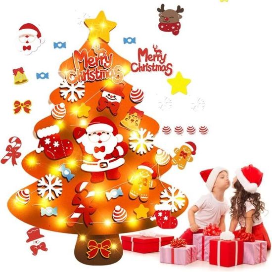 Feutre Arbre De Noël 102 Cm DIY – Sapin En Feutrine Avec 33 Ornements Amovibles Enfants