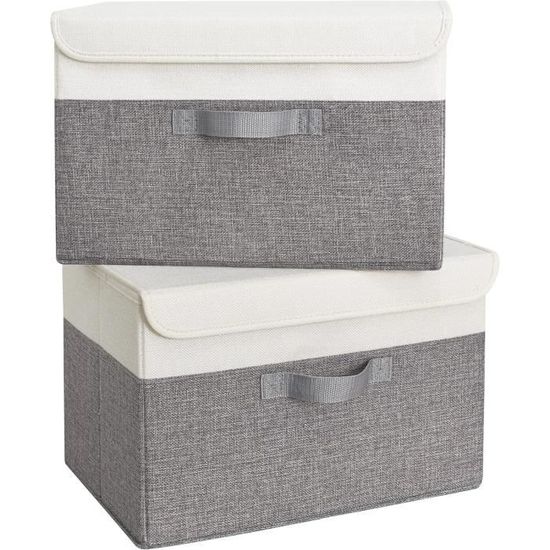 Boîtes De Rangement En Tissu Avec Couvercles,Lot De 2 Boîtes De
