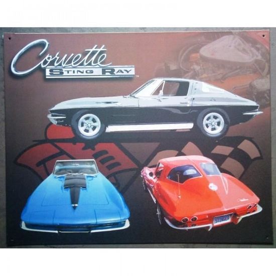 Plaque Chevrolet Corvette Sting Ray Tole Publicitaire Usa Achat Vente Objet Decoration Murale Cdiscount