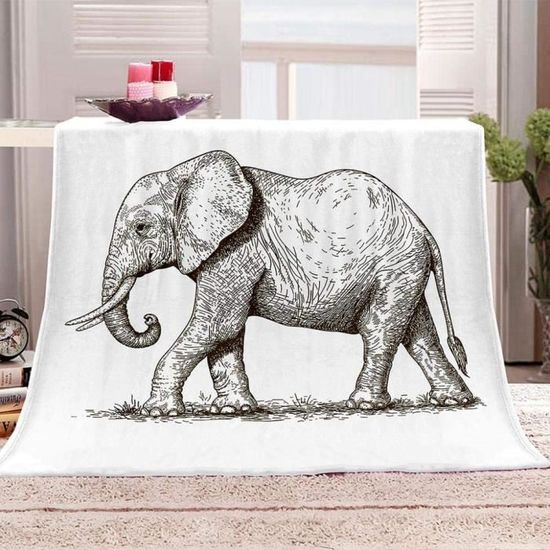 Couverture Flanelle 3D Couverture l'éléphant Douce et Chaude Plaid Jeté de Canapé Flanelle Couverture bébé 180x200cm[2135]