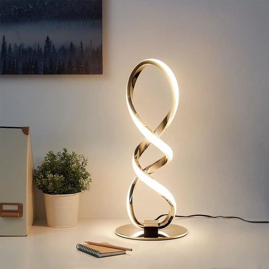 Lampe à poser en Spirale LED 12W Lampe de table Blanc Chaud Luminaire de chevet Intérieur Décoration Créatif pour Chambre, 
 bureau