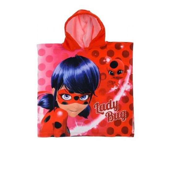 Suncity Poncho Da Bagno Con Cappuccio Ladybug Per Bambini – 100% Cotone, 55x110 Cm, Stampa Ufficiale, Morbido E Assorbente