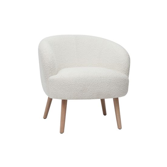 Pouf module de canapé scandinave en tissu effet laine bouclée écru et