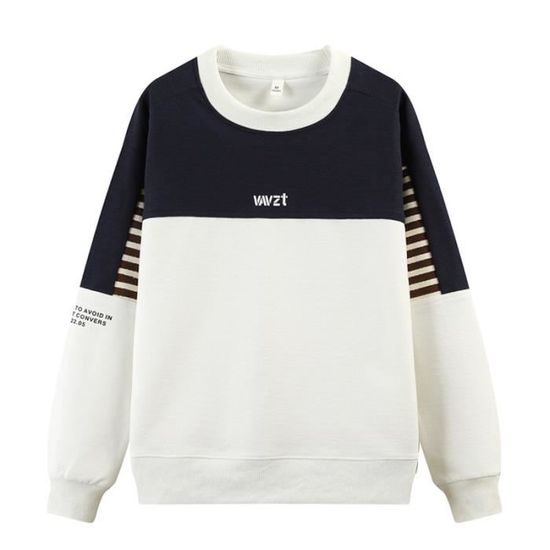 Sweat Homme Rayure Col Arrondi Casual Manches Longues