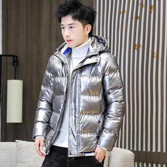 Doudoune Homme Chaude Imperméable Coupe-vent à Capuche - Taille Grande, Coupe Courte, Hiver - 10