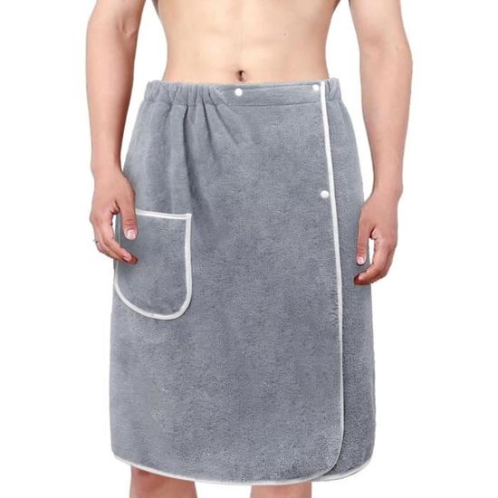 Paréo De Bain Homme - Taille Réglable - Serviette De Plage & Sauna Avec Poches - RapidDry - Bleu