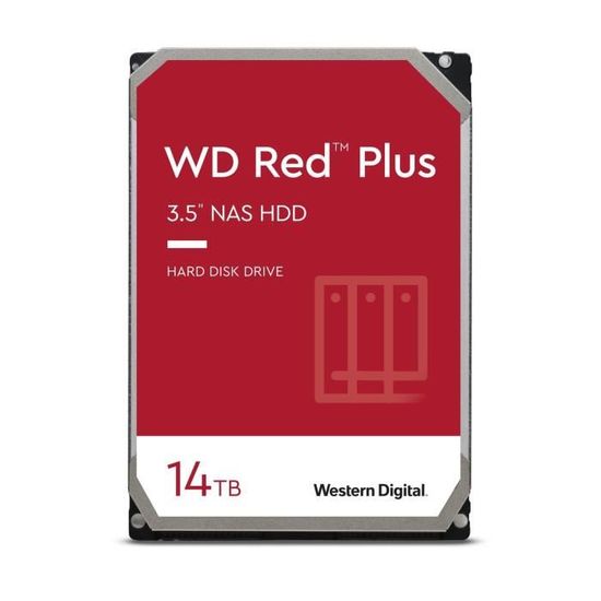 WD Red™ Plus - Disque dur Interne NAS - 14To - 7200 tr/min - 3.5" (WD140EFGX)