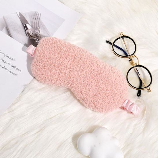 Masque de sommeil,PinkCouvre yeux en peluche pour dormir, masque de nuit, chaud, mignon