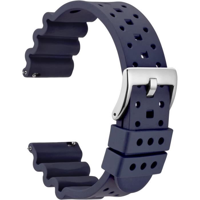 WOCCI-Bracelets De Montre En Caoutchouc De Silicone étanche, Bracelet De Montre De Style Sport, Noir, Bleu, Gris, Plongeur, 18mm, 20mm, 22mm, 24mm