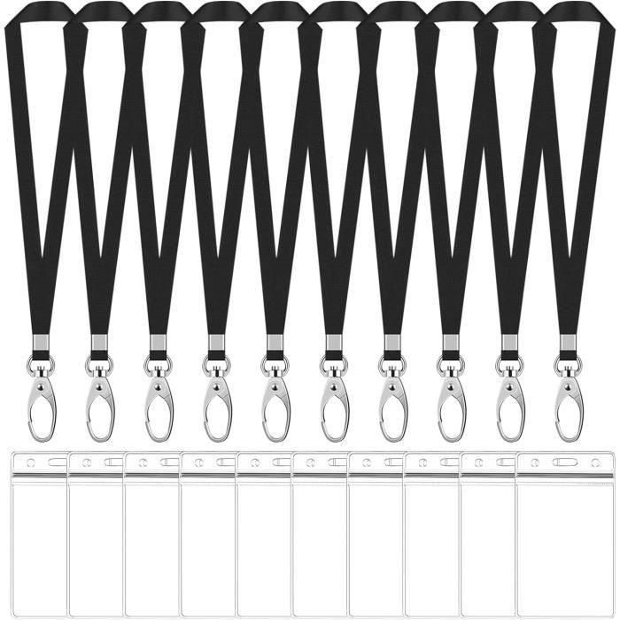 10Sets Porte Badge avec Cordon Cou, Étanche Transparent ID Carte Porte